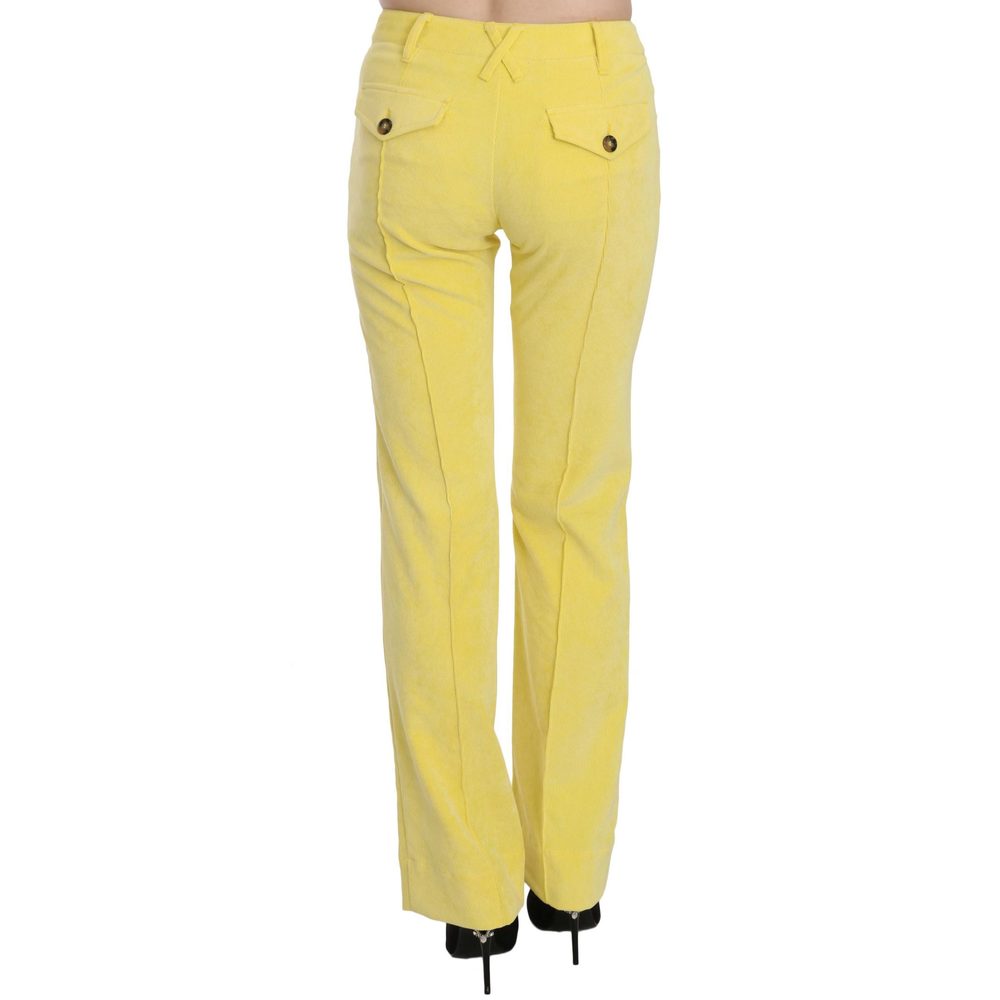 Just Cavalli Yellow Corduroy Mid Waist Straight Trousers Pants - Picture 4 of 4